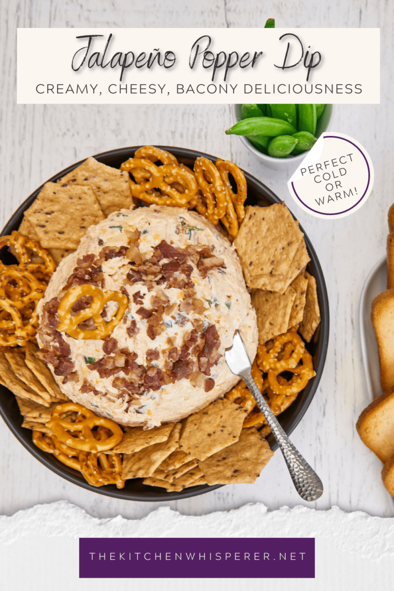 The perfect creamy, cheesy, spicy party dip! Minced jalapeños, creamy cheese, cheddar cheese, and spices make this such an addictive hot or cold dip! Easy Cheesy Jalapeño Popper Dip - Hot or Cold, ultimate jalapeno popper dip, bacon cheese dip, football food, baked popper dip, spicy dip