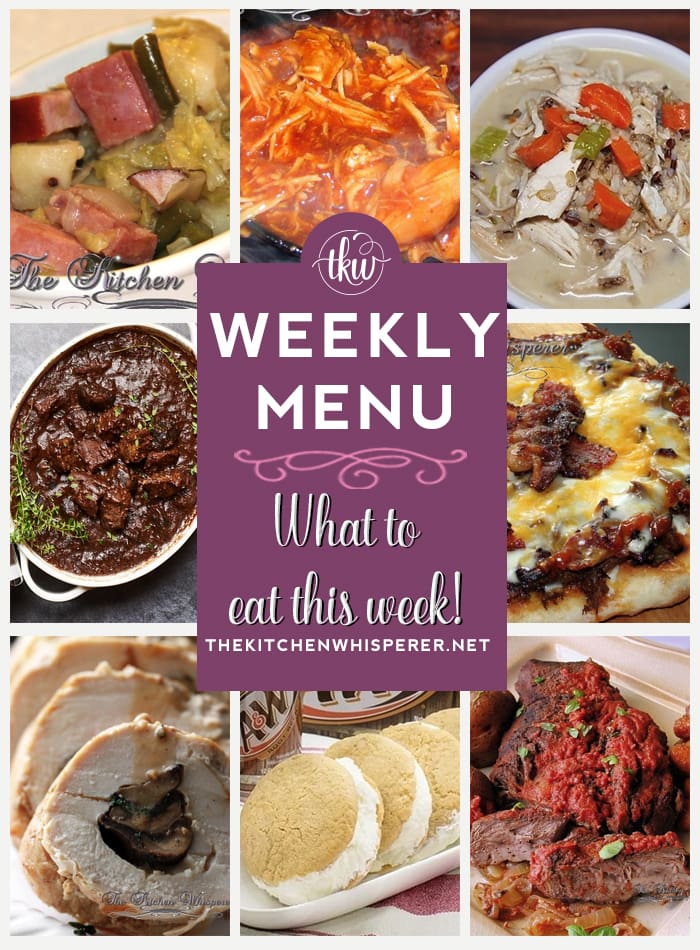 These Weekly Menu recipes allow you to get out of that same ol’ recipe rut and try some delicious and easy dishes! This week, I highly recommend making my Root Beer Float Ice Cream Sandwiches, Chicken Roulade Stuffed with Mushrooms, Bacon, Wilted Arugula Shallots, and Pulled Beer & BBQ Chicken. weekly menu, root beef floats, beer chicken, crockpot meals, instant pot soup