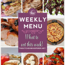 These Weekly Menu recipes allow you to get out of that same ol’ recipe rut and try some delicious and easy dishes! This week, I highly recommend making my Cherry Chipotle Cola Pork Tenderloin, Best Ever Pulled Pork Stuffed Mac & Cheese Pizza Puffs, and Asian Sticky Ginger Chicken Thighs. Weekly Menu -7 Amazing Dinners Plus Dessert, veggie sandwich, fruit crisp, short ribs, pork tenderloin recipes, grilled pizza, instant pot chicken