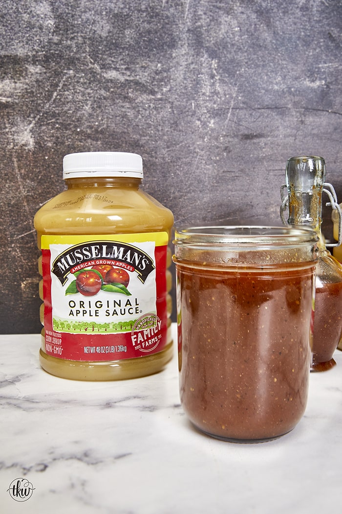 I'm taking my favorite Musselman's Apple Sauce and transforming it into a competition-worthy BBQ sauce! Sweet, tangy, and so easy! From pulled pork to shredded chicken, grilled shrimp to wings, this sauce is amazing! The Most Amazing Sweet & Tangy Applesauce BBQ Sauce, competition bbq sauce, barbecue sauce, sweet and tangy barbeque sauce, bbq pulled chicken, bbq pulled pork, The Most Amazing Sweet & Tangy Apple Sauce BBQ Sauce