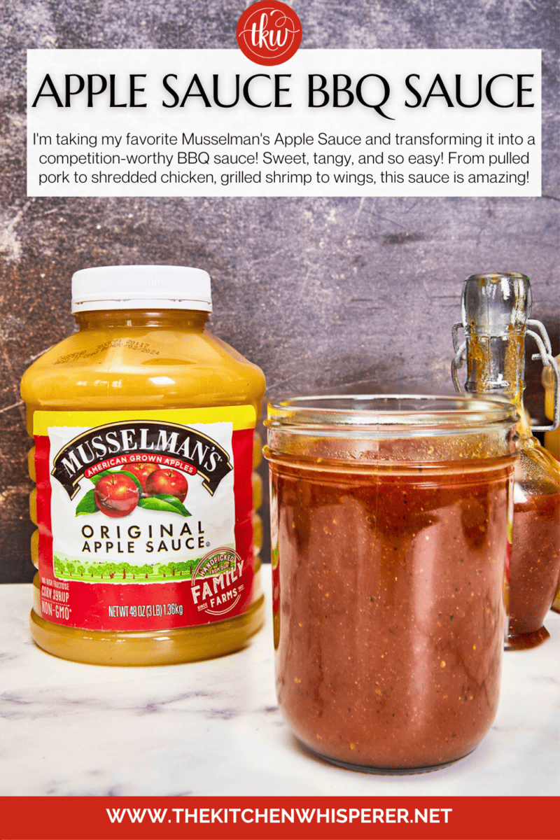 I'm taking my favorite Musselman's Apple Sauce and transforming it into a competition-worthy BBQ sauce! Sweet, tangy, and so easy! From pulled pork to shredded chicken, grilled shrimp to wings, this sauce is amazing! The Most Amazing Sweet & Tangy Applesauce BBQ Sauce, competition bbq sauce, barbecue sauce, sweet and tangy barbeque sauce, bbq pulled chicken, bbq pulled pork, The Most Amazing Sweet & Tangy Apple Sauce BBQ Sauce