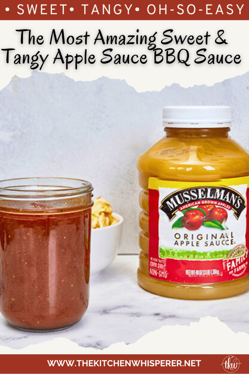 I'm taking my favorite Musselman's Apple Sauce and transforming it into a competition-worthy BBQ sauce! Sweet, tangy, and so easy! From pulled pork to shredded chicken, grilled shrimp to wings, this sauce is amazing! The Most Amazing Sweet & Tangy Applesauce BBQ Sauce, competition bbq sauce, barbecue sauce, sweet and tangy barbeque sauce, bbq pulled chicken, bbq pulled pork, The Most Amazing Sweet & Tangy Apple Sauce BBQ Sauce