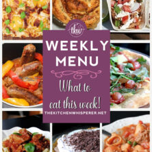 These Weekly Menu recipes allow you to get out of that same ol’ recipe rut and try some delicious and easy dishes! This week, I highly recommend making my Ultimate Summer Peach Basil Bacon Sugared Pan Pizza, One Pot Chili Cheese Mac & Beef, and Everything Bagel Ham & Cheese Rolls. weekly menu, meal prep menu, white pizza, barbacoa, instant pot chicken, easy weeknight dinners, chocolate cream pie