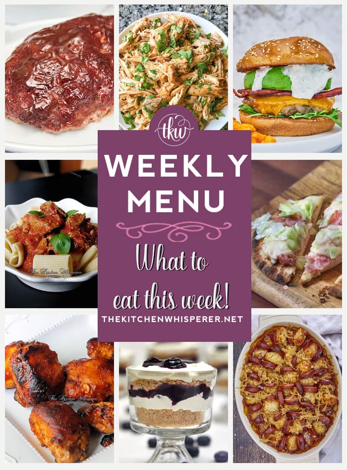 These Weekly Menu recipes allow you to get out of that same ol’ recipe rut and try some delicious and easy dishes! This week, I highly recommend making my The Best Smoked BBQ Meatloaf, The Ultimate Fall & Football Casserole, and Ultimate Ground Chicken Bacon Ranch Burger. Weekly Menu - 7 Amazing Dinners Plus Dessert, meal prep, easy dinner, weeknight dinners, dessert of the week, no bake cheesecake, ranch chicken burgers, instant pot chicken thighs, smoked meatloaf