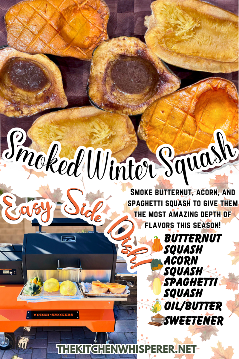 Elevate your winter squash by smoking them to perfection! Just a few ingredients, a pellet smoker and you're on your way to absolute deliciousness! The Best Smoked Butternut Acorn and Spaghetti Winter Squash, smoked butternut squash, yoder smokers squash, smoked acorn squash, smoked spaghetti squash, ys640 smoked squash, pellet smoked squash