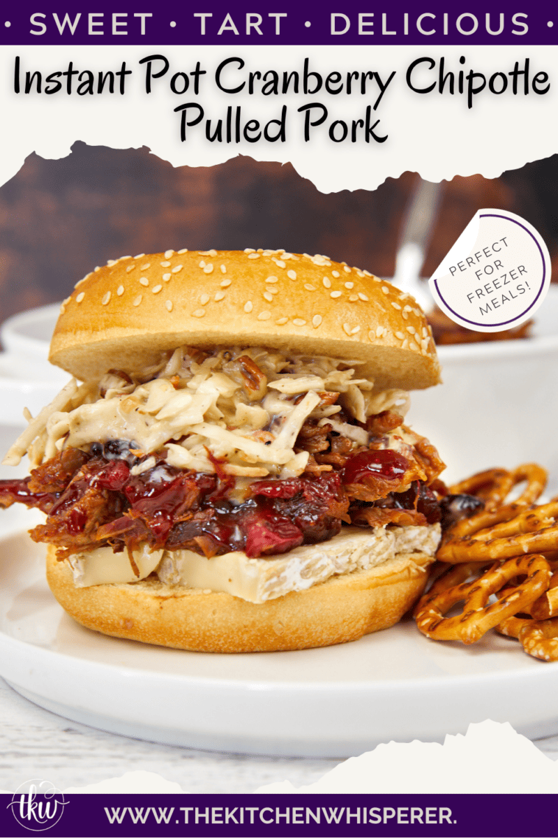 'Tis the season for all things delicious! Pairing tart cranberries with smoky chipotle peppers and a Sweet Heat BBQ Sauce makes this one of the best pulled pork recipes ever! Plus it is made in the Instant Pot! Ultimate Cranberry Chipotle BBQ Pulled Pork, sweet & spicy pulled pork, best pulled pork, instant pot pulled pork, slow cooker pulled pork, bbq pulled pork
