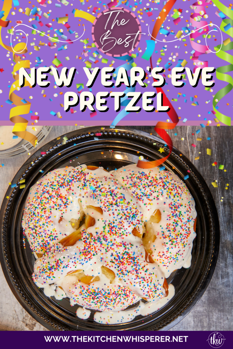 For Prosperity, Good Luck, and to start the new year on a sweet note, you need this iconic Pittsburgh New Year's Eve Pretzel. The most amazing sweetened and pillowy soft dough coated in a creamy glaze and a choice of nonpareils, nuts, or demon seeds (cherries). The Best New Year's Eve Pretzel, pittsburgh pretzel, new year's pretzel, good luck pretzel, german pretzel, pittsburgh tradition, new year's eve superstition, sweet dough, vanilla sweet bread