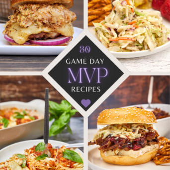 A collection of 30 Game Day Recipes to make you the MVP of the food game. Cheer on your favorite team with a spread of delicious and easy championship recipes! 30 Recipes To Make You MVP of Game Day, 30 MVP Game Day Dishes, tailgating food, homegating foods, football snacks, superbowl party food, salsa fresca, hotdogs, nachos, #superbowlfood #footballfood