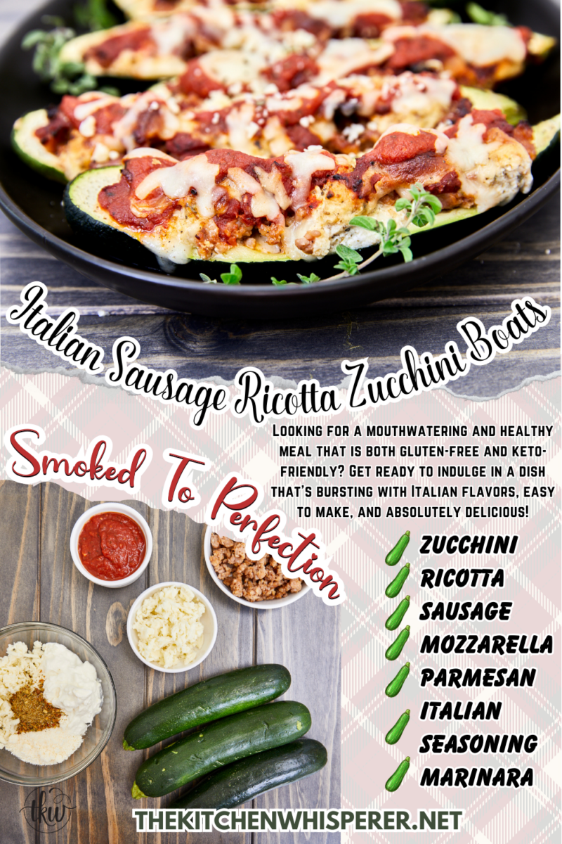 Looking for a mouthwatering and crave-worthy meal that is both gluten-free and keto-friendly without sacrificing flavor? Get ready to indulge in a dish that's bursting with cheesy Italian flavors, easy to make, and delicious! Easy Sheet Pan Smoked Italian Sausage Ricotta Zucchini Boats, gluten-free recipes, keto-friendly dinner recipe, stuffed zucchini, yoder smokers pizza oven, meal prep recipes, easy italian zucchini