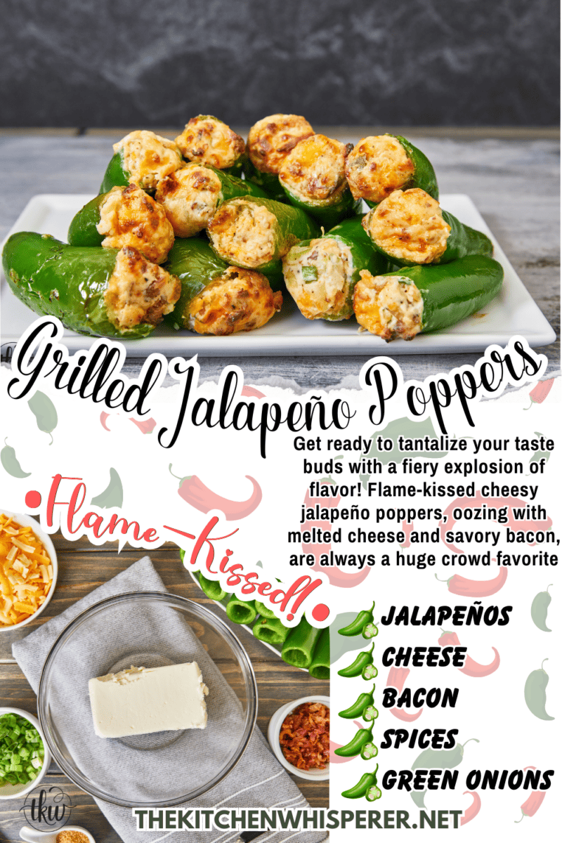 Get ready to tantalize your taste buds with a fiery explosion of flavor! Flame-kissed cheesy jalapeño poppers, oozing with melted cheese and savory bacon, are always a huge crowd favorite. Elevate Your Grill Game with Flame Kissed Cheesy Jalapeño Poppers, stuffed jalapeno peppers, cheesy peppers, game day appetizers, cheese filled jalapeno peppers, football foods