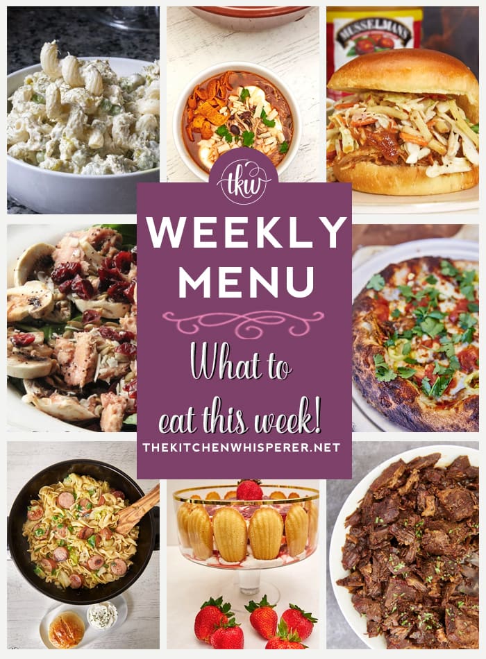 These Weekly Menu recipes allow you to get out of that same ol’ recipe rut and try some delicious and easy dishes! This week, I highly recommend making my Pulled Chicken Sandwich with Crisp Apple Coleslaw, The Best Pittsburgh Haluski – Fried Cabbage and Noodles in Butter, and Ultimate BBQ Chuck Roast: Smoked and Pulled to Perfection. Weekly Menu – 7 Amazing Dinners Plus Dessert, easy dinner, trifle, pulled chicken, pizza crust, haluski, pulled beef, chuck roast