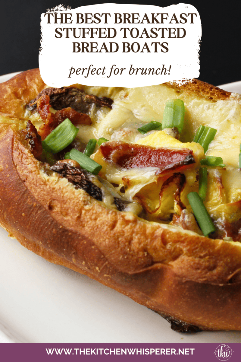 Transform leftover hoagie rolls into one of the best breakfast stuffed boats. Everything you love about an omelet but baked inside a toasted hollowed-out bread boat. The Best Breakfast Stuffed Toasted Bread Boats, fridge clean out, omelet stuffed bread, brunch recipes, easy breakfast for a crowd