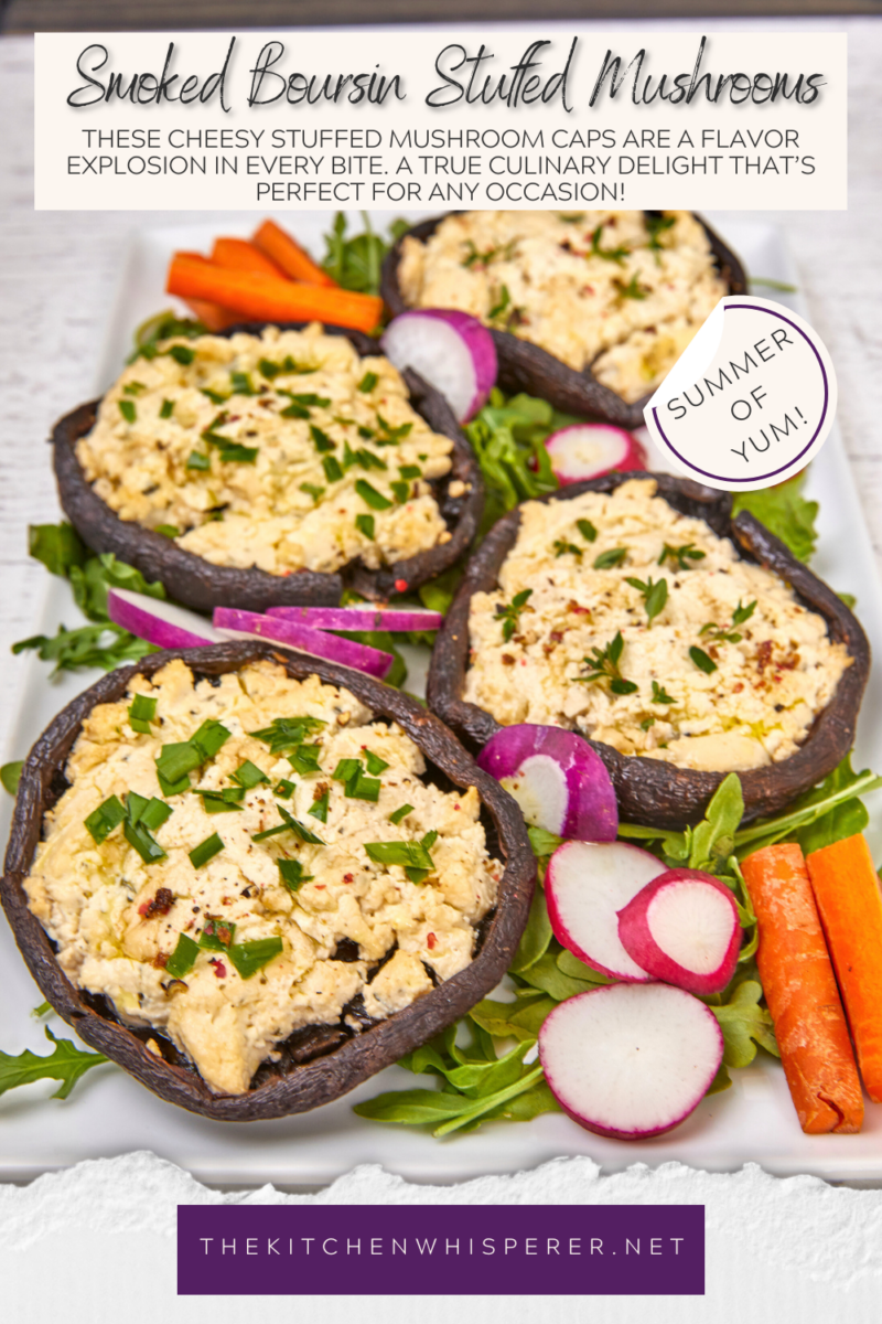 These cheesy stuffed mushroom caps are a flavor explosion in every bite. A true culinary delight that’s perfect for any occasion! Boursin Stuffed Mushroom Caps On The Smoker, stuffed mushrooms, stuffed portobello mushrooms, cheese stuffed mushrooms, smoked mushrooms, yoder smokers ys640, cheesy mushrooms