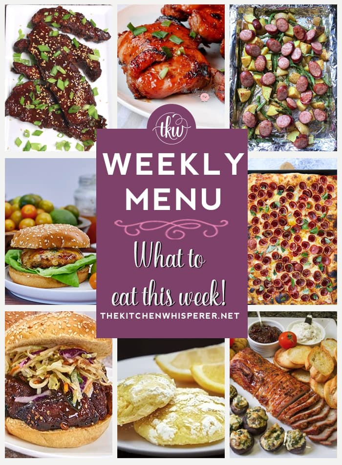 These Weekly Menu recipes allow you to get out of that same ol’ recipe rut and try some delicious and easy dishes! This week, I highly recommend making my Triple Lemon Sunshine Cookie, Korean-Style Crispy Shrimp Burgers, and Gochujang Burnt Ends Sandwich. Weekly Menu – 7 Amazing Dinners Plus Dessert, grandma pizza, pepperoni pizza, gochujang, burnt ends sandwich, instant pot recipes