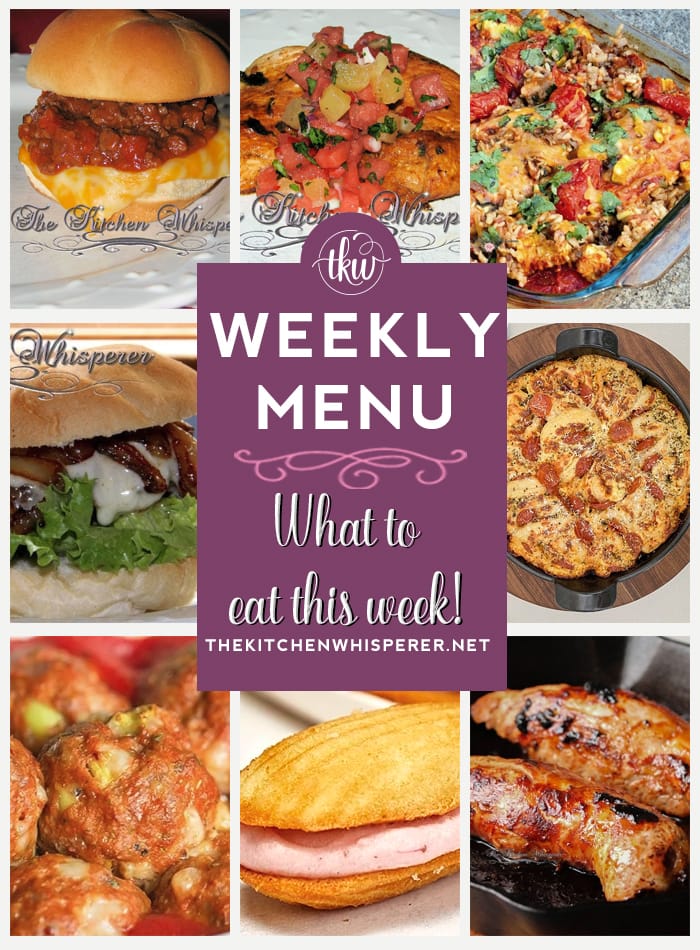 Weekly Menu – 7 Amazing Dinners Plus Dessert, one pan recipes, pork tenderloin, meatballs, easy pizza, casseroles