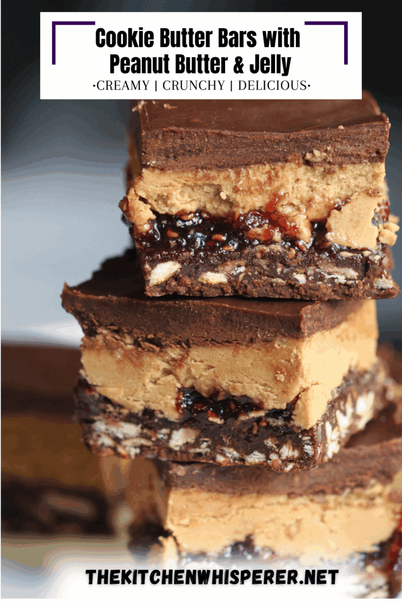 These irresistible dessert bars start with a rich chocolate pretzel crust, layered with sweet raspberry jam, a luscious cookie butter filling, and a silky chocolate ganache, making them the ultimate treat for any sweet tooth!