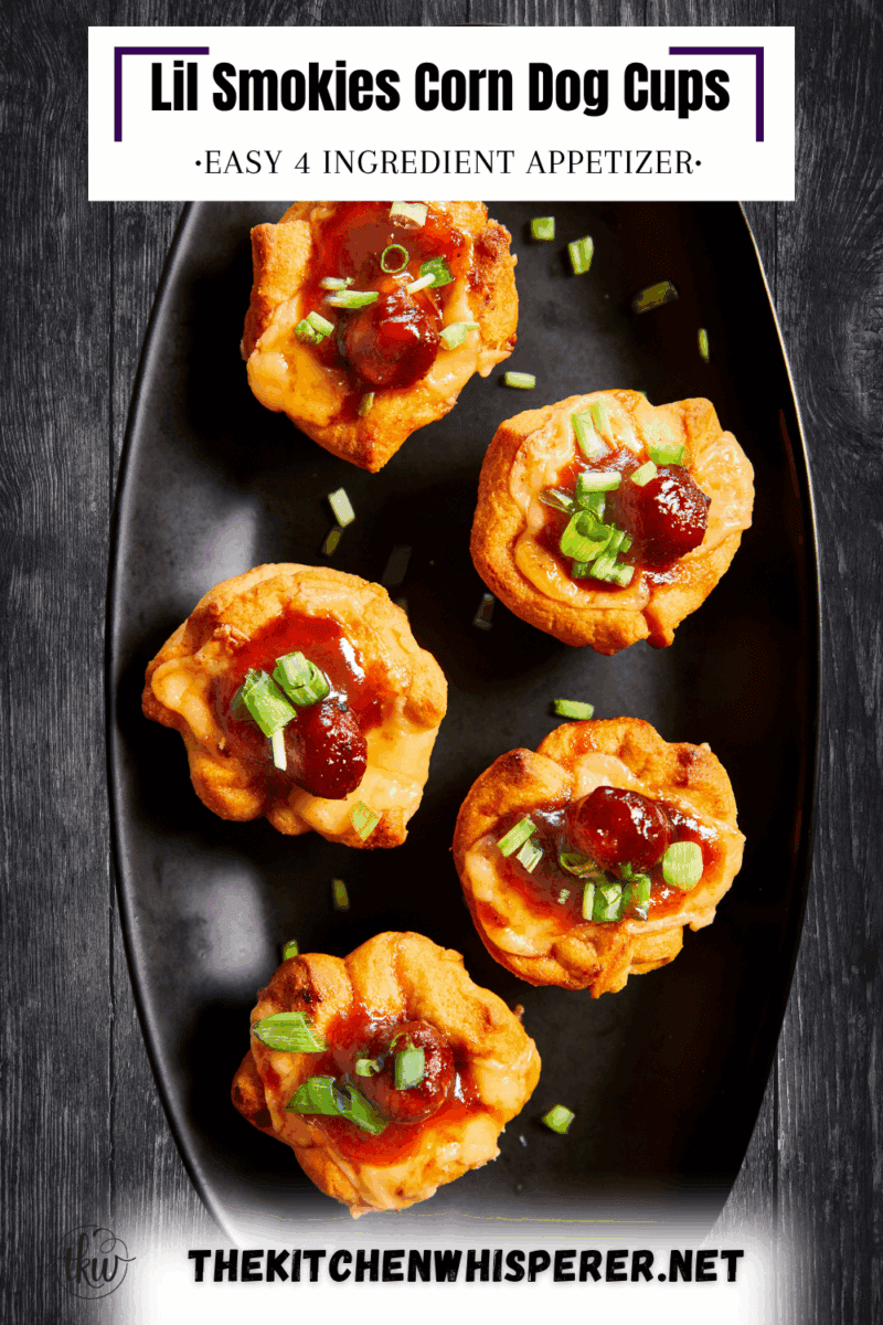 These cheesy BBQ Lil Smokies corn dog cups are the ultimate bite! Made with just 4 simple ingredients, they're ready in minutes & perfect for game day, movie night, or a casual gathering.