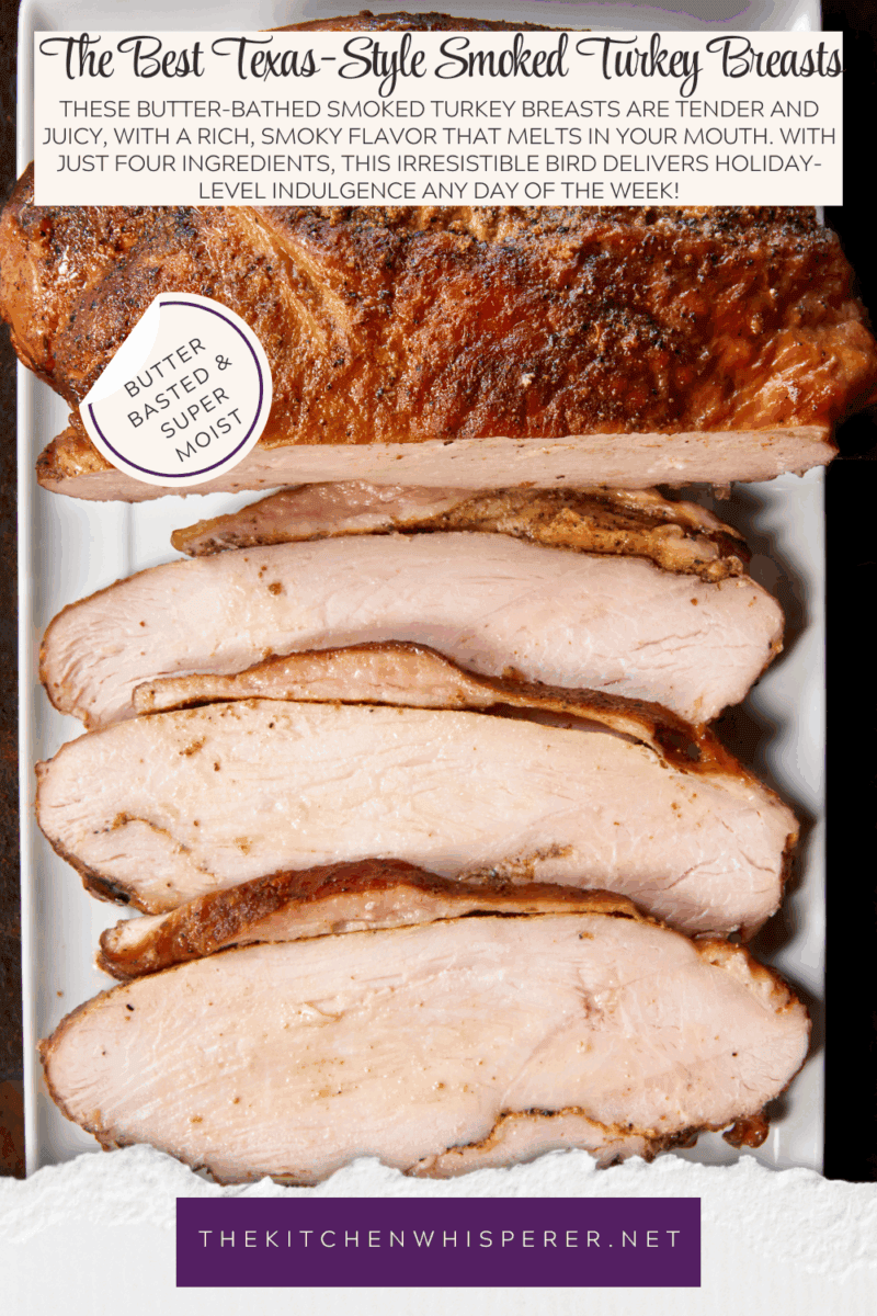 These butter-bathed smoked turkey breasts are tender and juicy, with a rich, smoky flavor that melts in your mouth. With just four ingredients, this irresistible bird delivers holiday-level indulgence any day of the week!