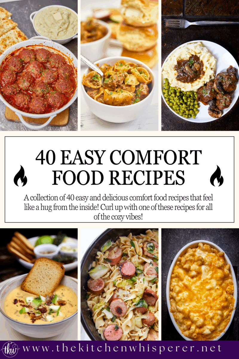 A collection of 40 easy and delicious comfort food recipes that feel like a hug from the inside! Curl up with one of these recipes for all of the cozy vibes!