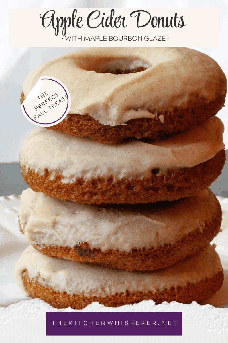 Fall is in the air, and apple cider is in the stores. Time to make these Baked Apple Cider Donuts with Maple Bourbon Glaze!