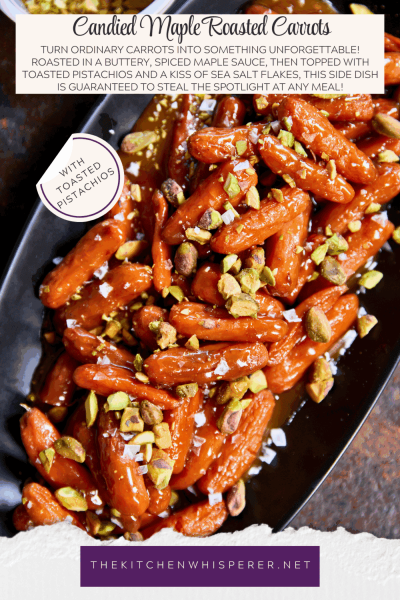 Turn ordinary carrots into something unforgettable! Roasted in a buttery, spiced maple sauce, then topped with toasted pistachios and a kiss of sea salt flakes, this side dish is guaranteed to steal the spotlight at any meal!