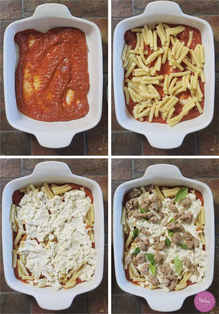 When you need something warm, hearty, & comforting that everyone will love, this dish always hits the spot. Layers of rich marinara, tender ziti, creamy three-cheese ricotta filling, and zesty Italian sausage come together to create a bubbling, irresistibly cheesy dinner everyone will love.