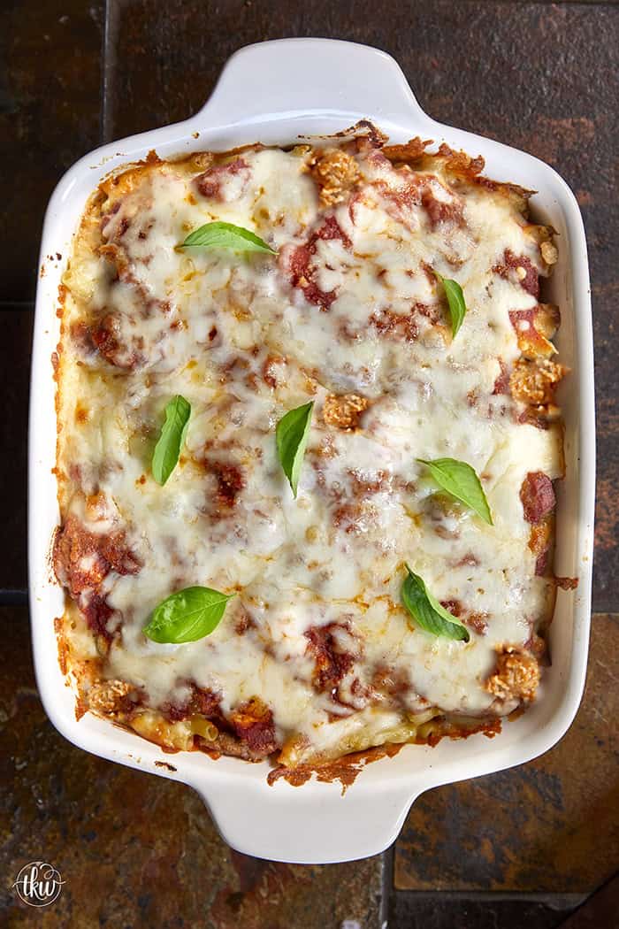 When you need something warm, hearty, & comforting that everyone will love, this dish always hits the spot. Layers of rich marinara, tender ziti, creamy three-cheese ricotta filling, and zesty Italian sausage come together to create a bubbling, irresistibly cheesy dinner everyone will love.