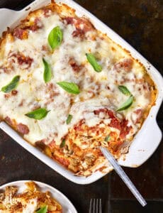 Easy Cheesy Baked Ziti with Sausage