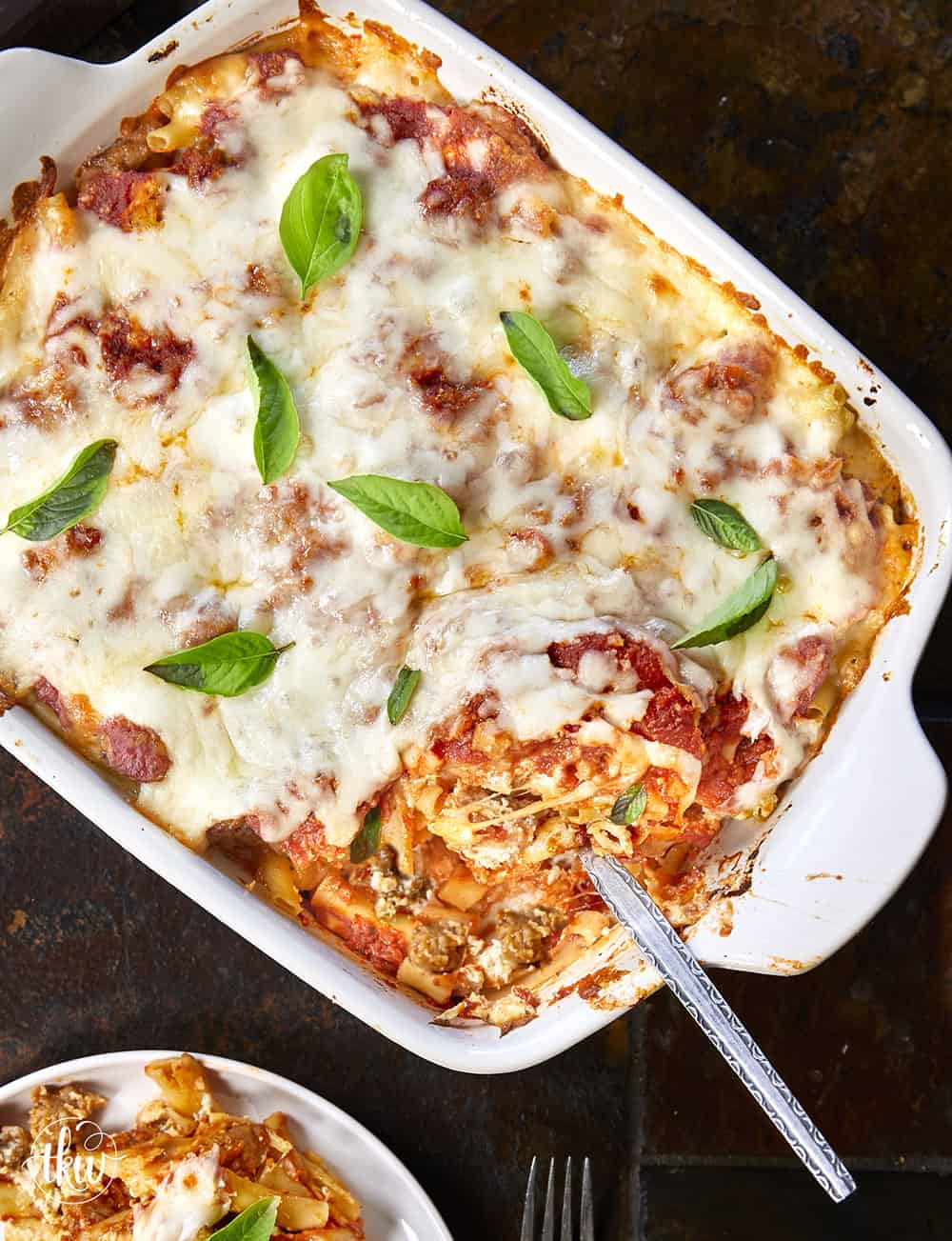When you need something warm, hearty, & comforting that everyone will love, this dish always hits the spot. Layers of rich marinara, tender ziti, creamy three-cheese ricotta filling, and zesty Italian sausage come together to create a bubbling, irresistibly cheesy dinner everyone will love.