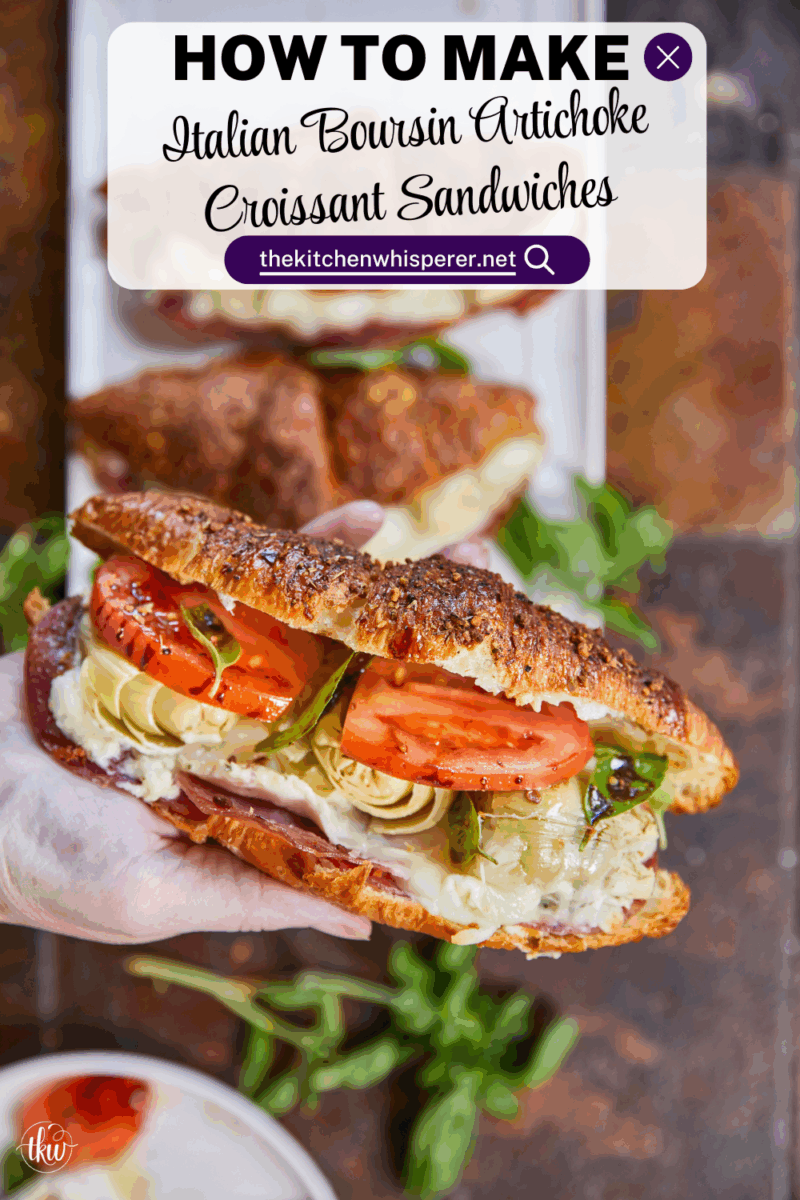 Buttery, flaky croissants stuffed with garlic butter spread, Boursin cheese, Italian meats, artichoke hearts, and mozzarella cheese. Topped with tomato slices, fresh basil, and a drizzle of balsamic glaze, they bake up perfectly golden, freeze beautifully, and are an easy Italian-inspired meal anytime!