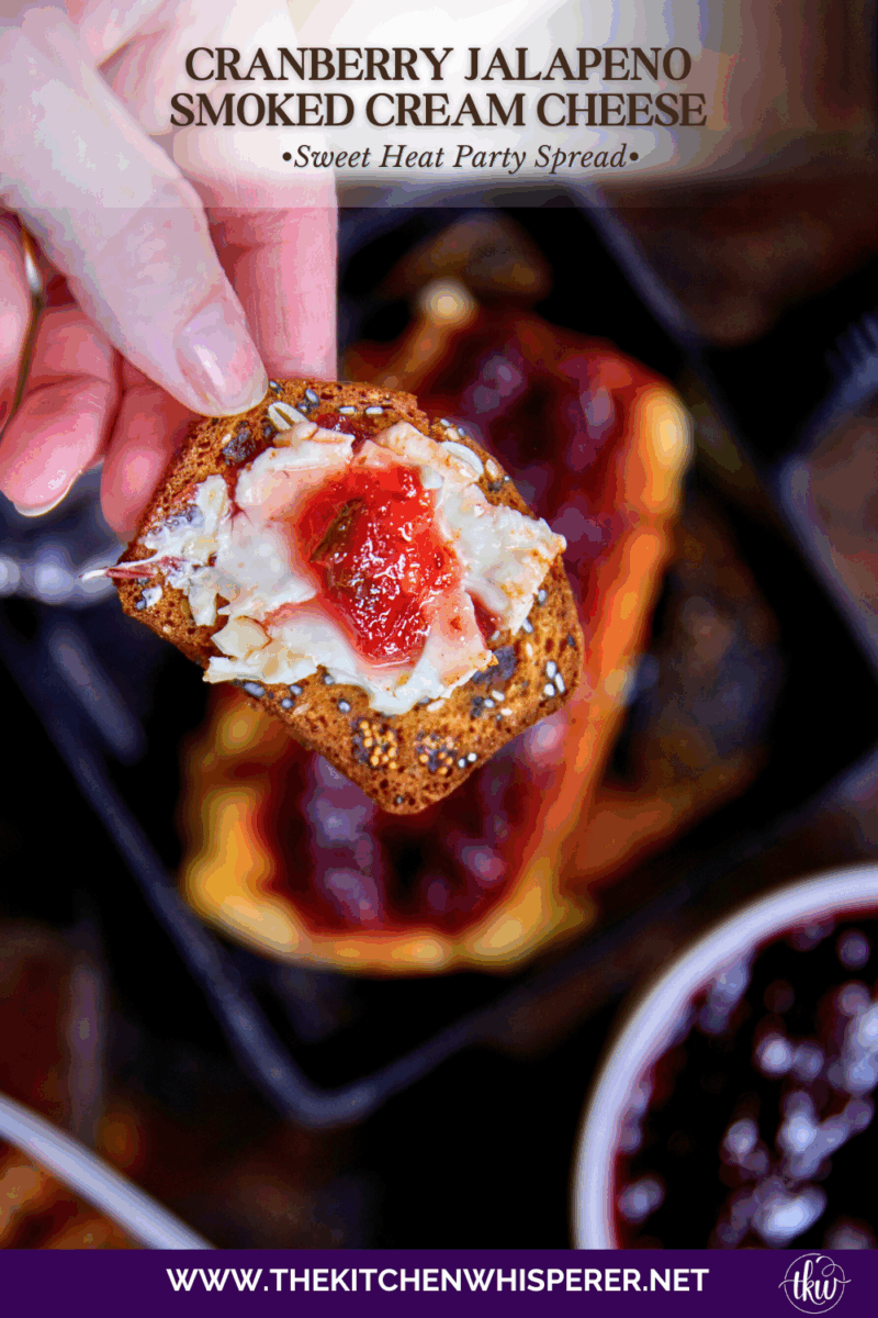 This cranberry jalapeño smoked cream cheese is one of those easy recipes everyone ends up asking for at the party. It’s sweet and tart with just a little heat, and it’s perfect spread on toast, bagels, crackers, or crostini for a festive, no-stress appetizer.
