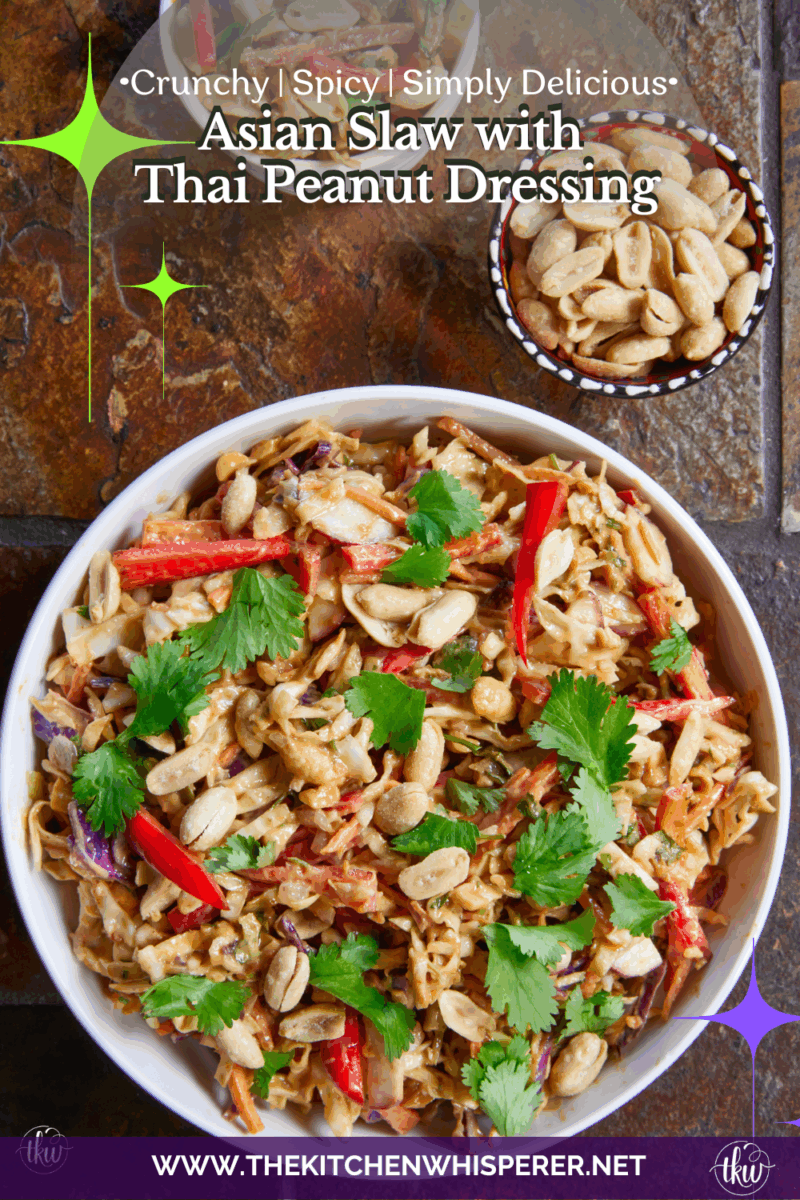 Fresh, crunchy, and bursting with bold flavor, this Thai-inspired Asian coleslaw features crisp cabbage, bell peppers, carrots, and crunchy peanuts all tossed in a creamy, spicy peanut butter dressing.