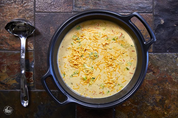 This homemade creamy broccoli cheddar soup is rich with real sharp cheddar, simple ingredients, and big on comfort food flavor. It's cheesy, cozy, and endlessly comforting, making it feel like a warm hug for your soul with every bite.