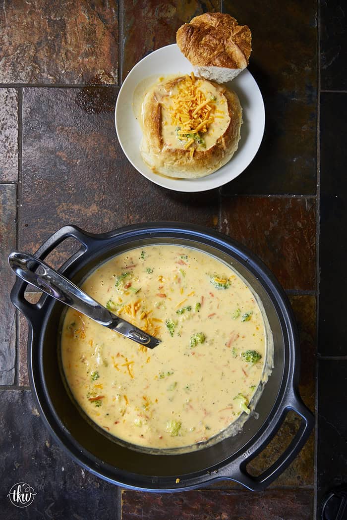 This homemade creamy broccoli cheddar soup is rich with real sharp cheddar, simple ingredients, and big on comfort food flavor. It's cheesy, cozy, and endlessly comforting, making it feel like a warm hug for your soul with every bite.