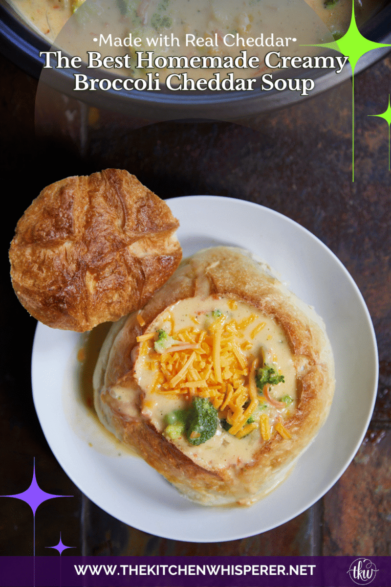 This homemade creamy broccoli cheddar soup is rich with real sharp cheddar, simple ingredients, and big on comfort food flavor. It's cheesy, cozy, and endlessly comforting, making it feel like a warm hug for your soul with every bite.