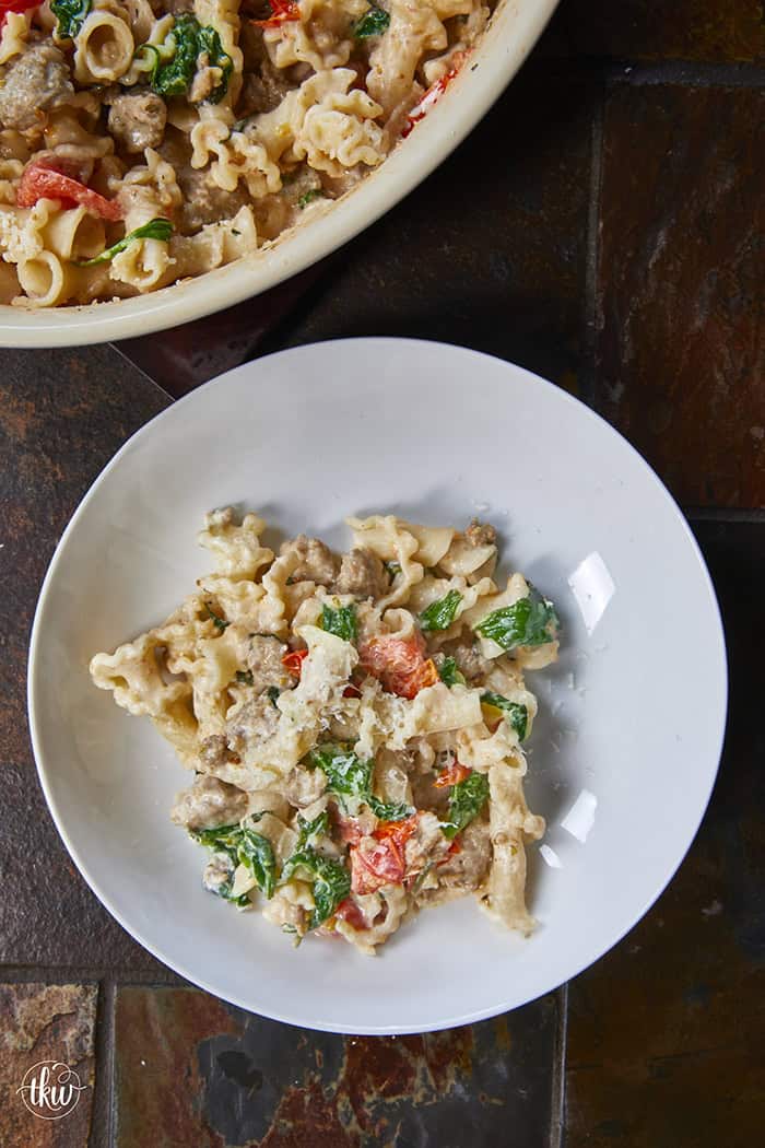 Made with Italian sausage, spinach, cherry tomatoes, and creamy Boursin cheese, this pasta is rich, comforting, and ready in under 30 minutes. It's an easy go-to for meal prep or a cozy night in.
