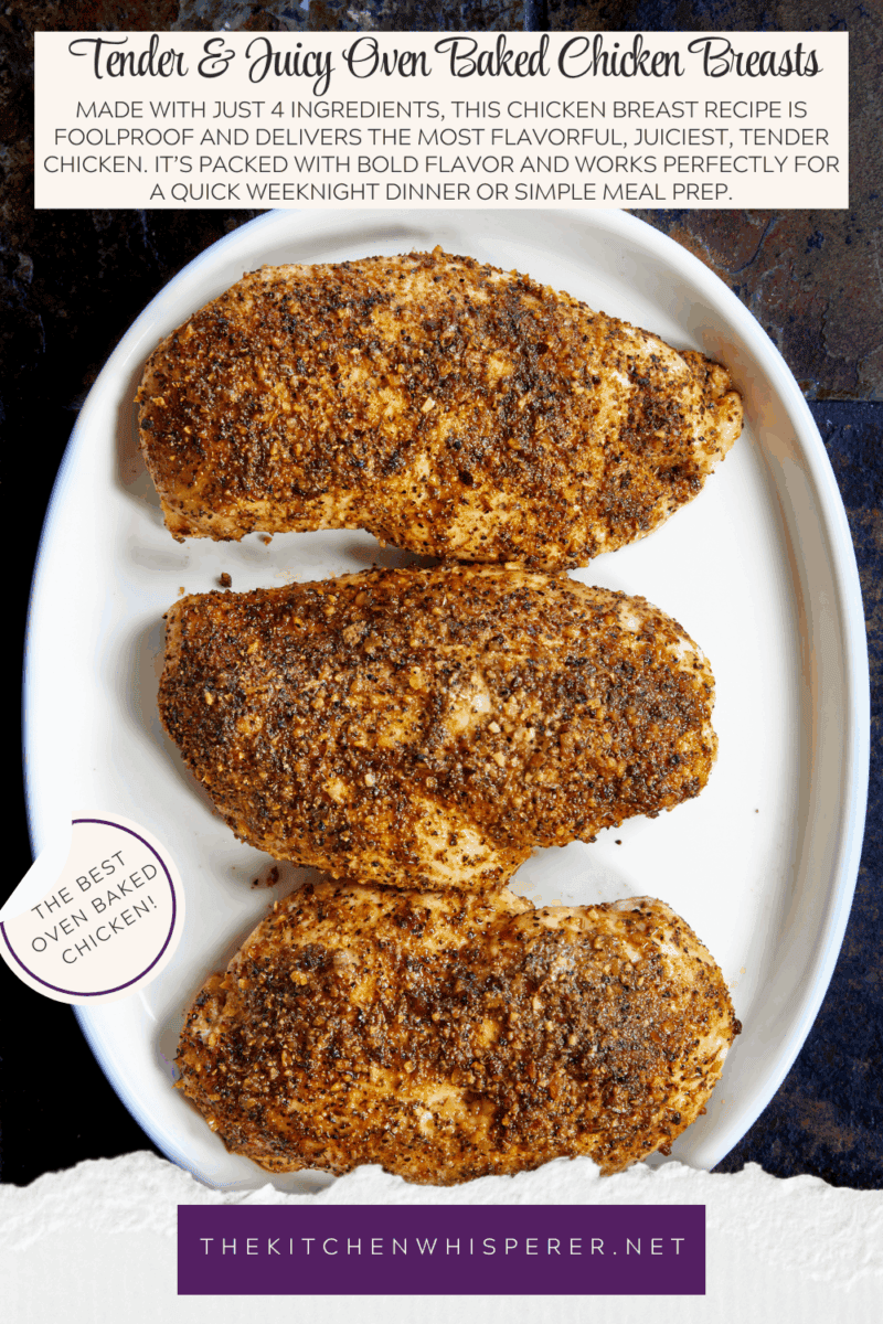 Made with just 4 ingredients, this chicken breast recipe is foolproof and delivers the most flavorful, juiciest, tender chicken. It's packed with bold flavor and works perfectly for a quick weeknight dinner or simple meal prep.