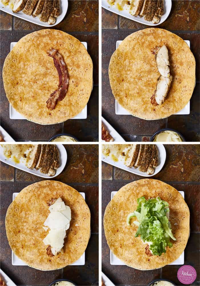 Juicy oven-baked chicken, crispy bacon, fresh lettuce, and creamy Parmesan-peppercorn dressing come together in a soft flour tortilla for the ultimate chicken wrap. These 6-ingredient wraps are perfect for meal prep, busy schedules, and grab-and-go bites!