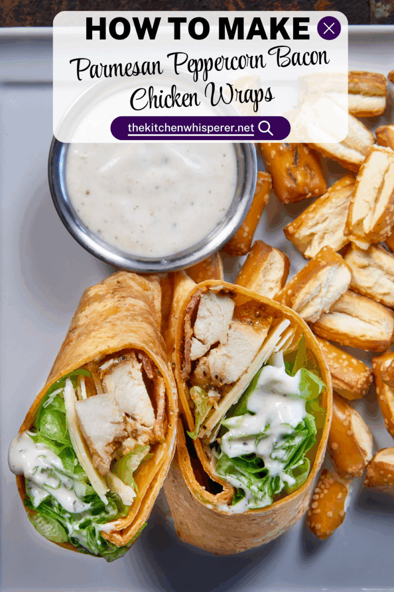 Juicy oven-baked chicken, crispy bacon, fresh lettuce, and creamy Parmesan-peppercorn dressing come together in a soft flour tortilla for the ultimate chicken wrap. These 6-ingredient wraps are perfect for meal prep, busy schedules, and grab-and-go bites!