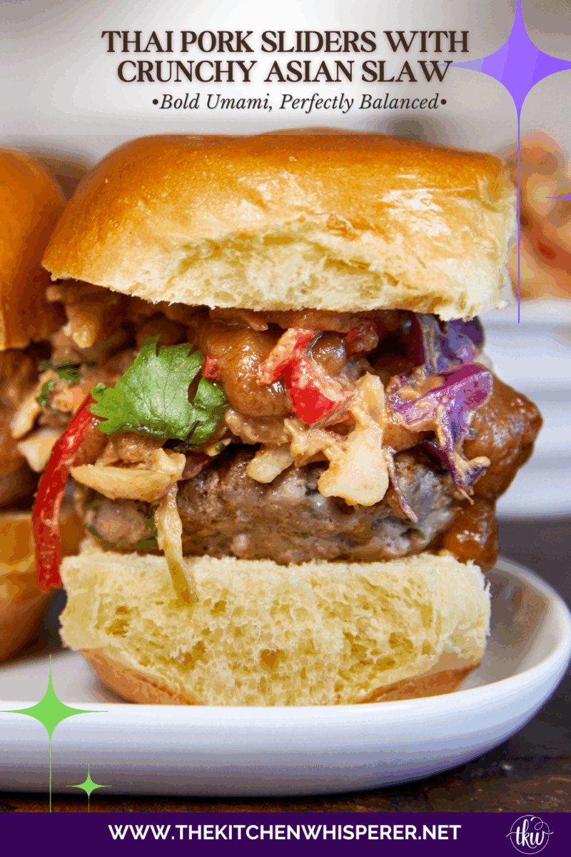 These Thai-inspired pork sliders feature juicy, umami-rich pork topped with a crunchy Asian peanut slaw and spicy peanut dressing. Fresh ginger, jalapeno, fish sauce, and cilantro create a balanced, crave-worthy bite you'll quickly fall in love with.