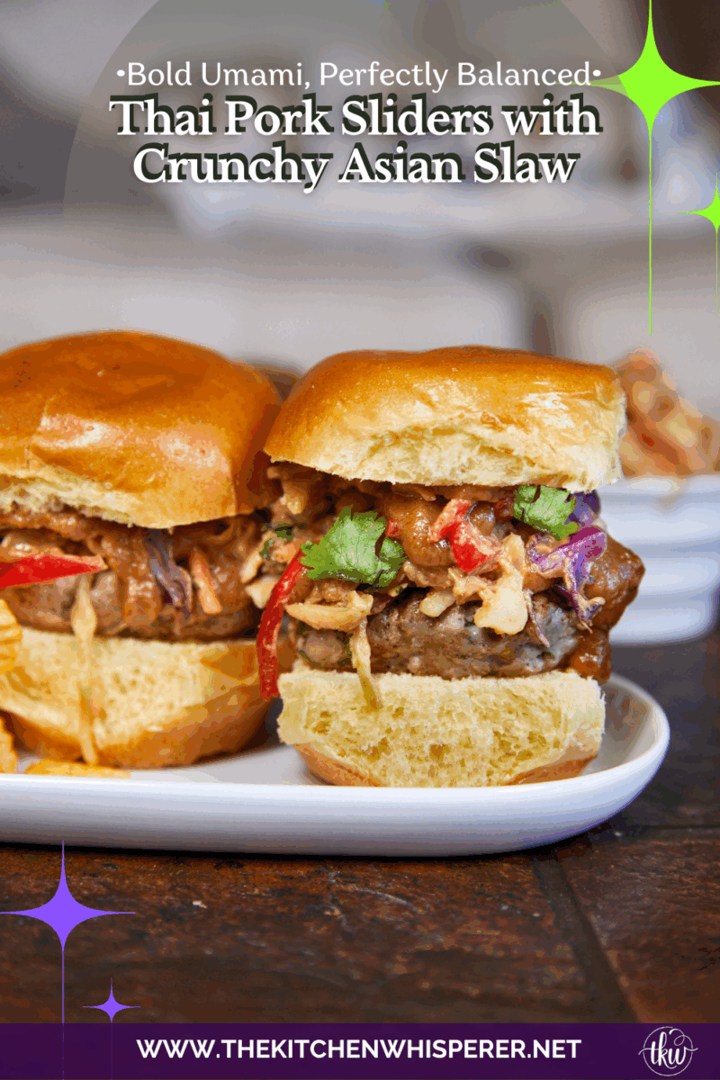 These Thai-inspired pork sliders feature juicy, umami-rich pork topped with a crunchy Asian peanut slaw and spicy peanut dressing. Fresh ginger, jalapeno, fish sauce, and cilantro create a balanced, crave-worthy bite you'll quickly fall in love with.