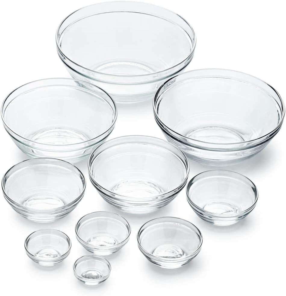 Duralex 10 Piece Glass Mixing Bowl Set