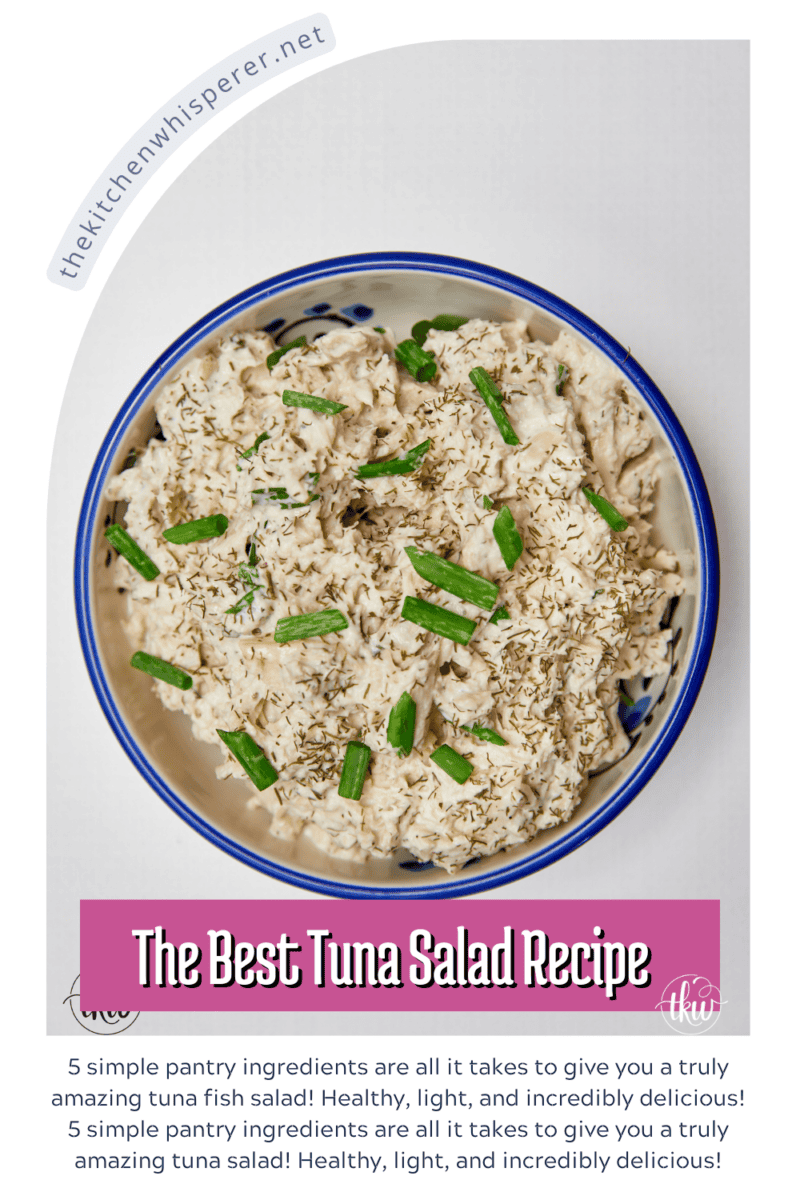5 simple pantry ingredients are all it takes to give you a truly amazing tuna fish salad! Healthy, light, and incredibly delicious!5 simple pantry ingredients are all it takes to give you a truly amazing tuna fish salad! Healthy, light, and incredibly delicious!