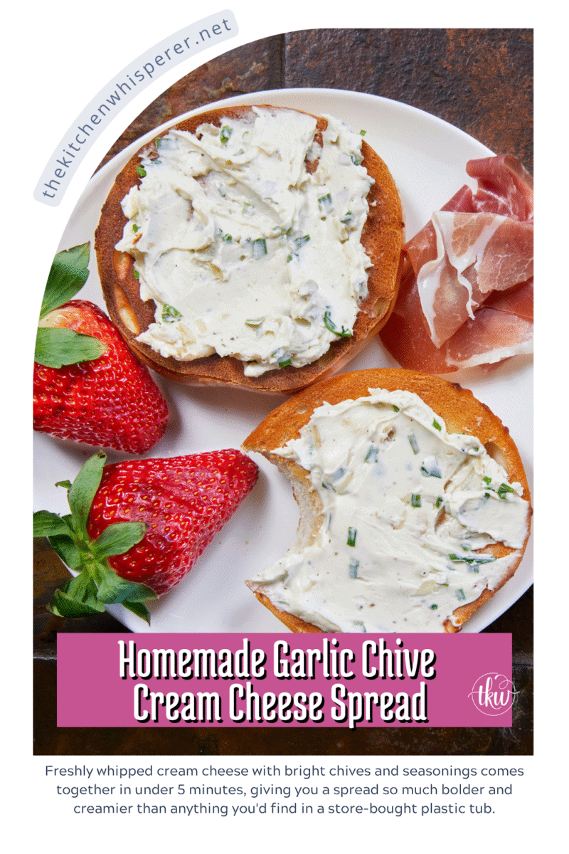 One taste of this and you’ll never buy the tub again! 🥯 This Easy Garlic Chive Cream Cheese is a 5-minute miracle made with just 6 ingredients. It’s thicker, creamier, and way more flavorful than store-bought. The ultimate budget-friendly bagel spread! #CreamCheese #GarlicChives #TheKitchenWhisperer #EasyRecipes #BagelSchmear
