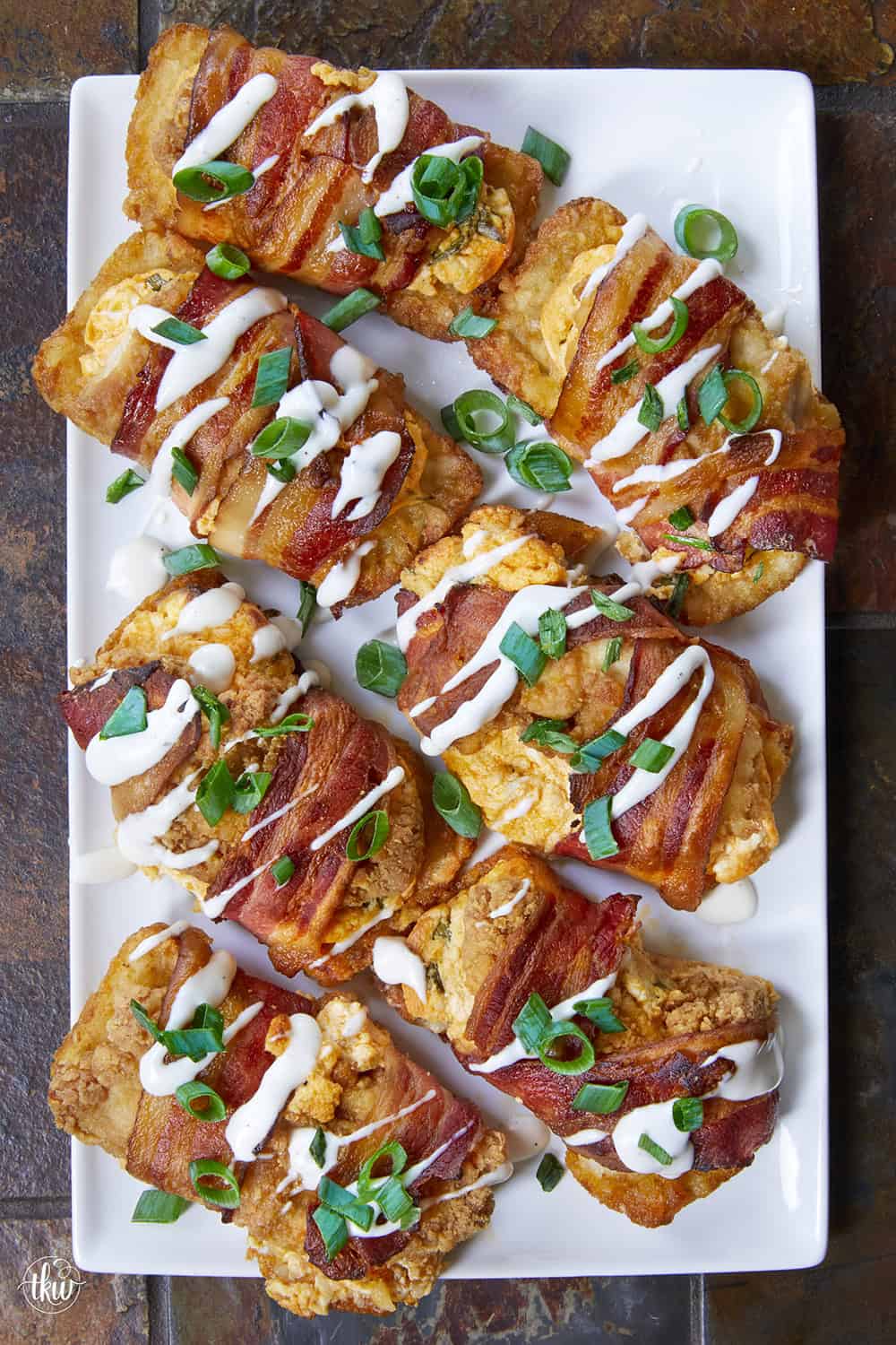 Loaded Bacon Wrapped Buffalo Chicken Hash Browns
