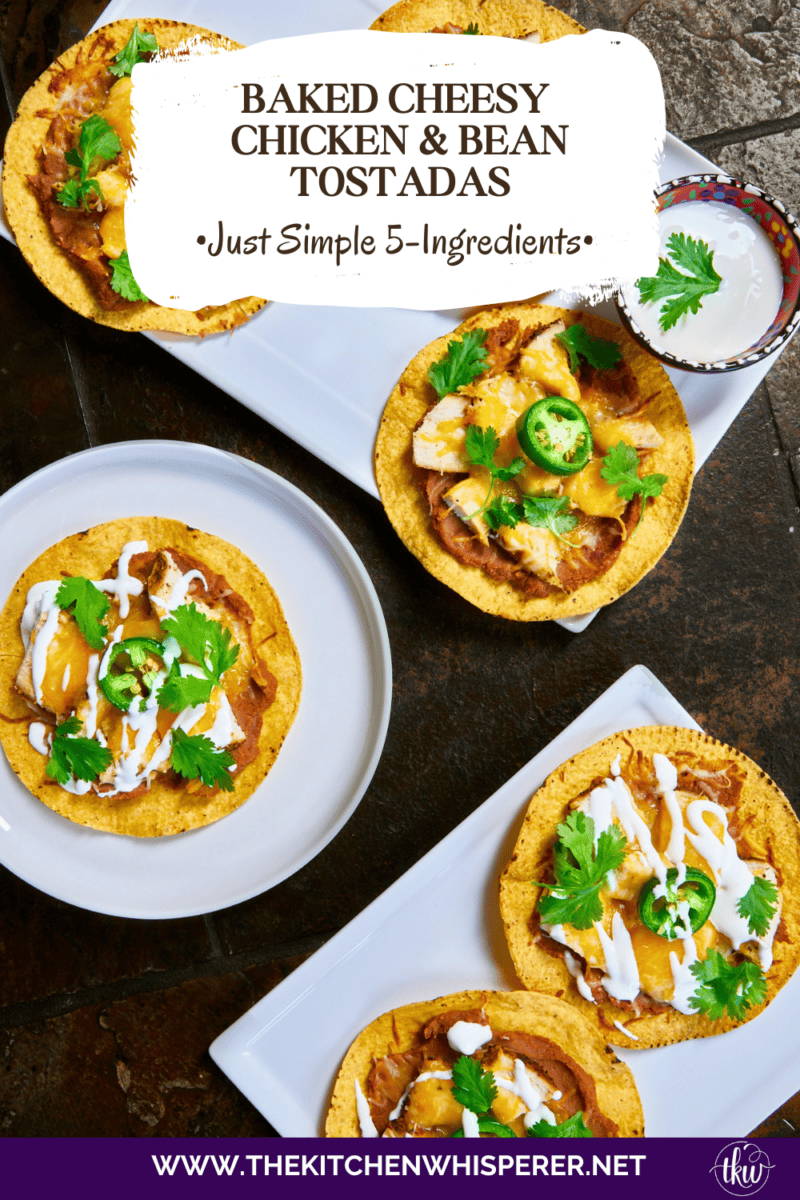 The crunch you've been craving! These Loaded Chicken and Bean Tostadas feature golden-baked shells, seasoned refried beans, juicy chicken, bubbly Mexican cheese, and spicy jalapeños. Finished with a cool sour cream sauce and fresh cilantro for that perfect creamy-meets-crunchy bite. If you love tacos, you have to try this 30-minute twist! #ChickenTostadas #30MinuteMeals #EasyMexicanRecipes #WeeknightDinnerIdeas #BudgetFriendlyCooking