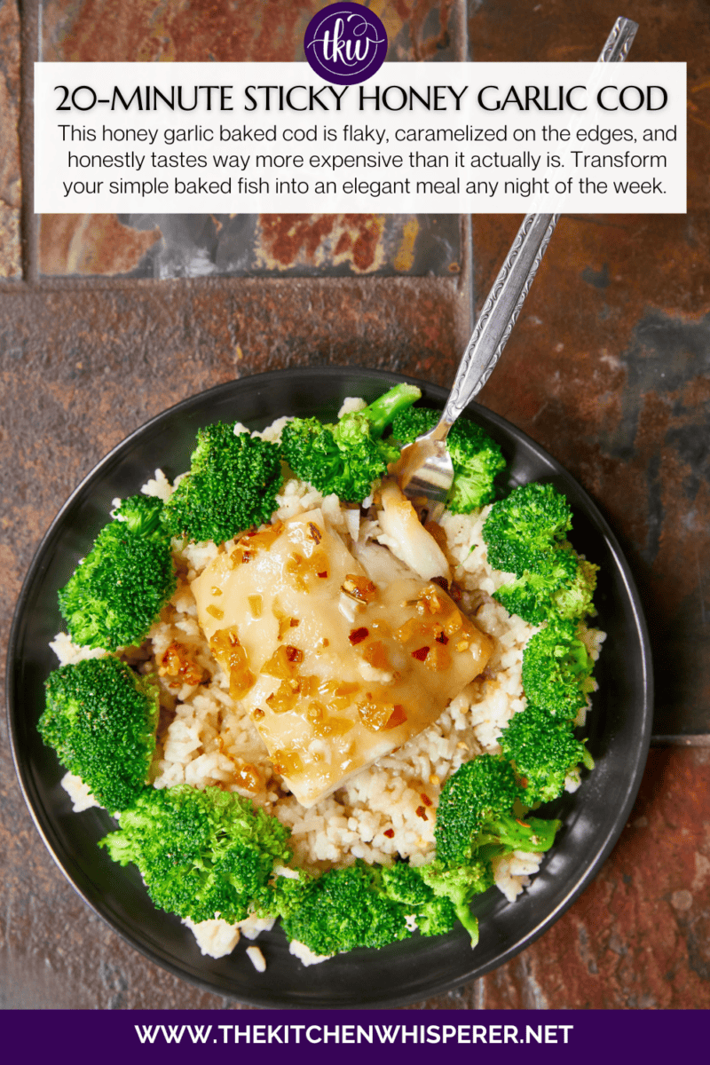 This honey garlic baked cod is flaky, caramelized on the edges, and honestly tastes way more expensive than it actually is. Transform your simple baked fish into an elegant meal any night of the week. #EasyRecipes #HealthyDinner #CodRecipe #honeygarlicsauce #stirfrysauce #bakedwhitefish