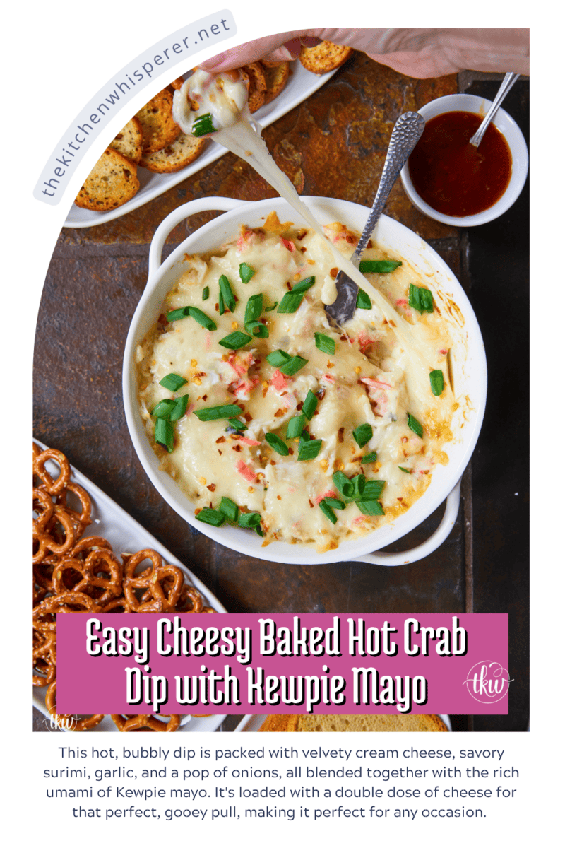 Looking for the ultimate party appetizer? This Easy Cheesy Baked Hot Crab Dip is the bubbly, golden snack your next gathering needs! 🦀✨ Made with rich Kewpie mayo, savory surimi, and a fresh herb blend of chives and green onions, it’s topped with a mountain of melted mozzarella for the perfect cheese pull. It’s an elevated, restaurant-quality dip that’s surprisingly low-effort and budget-friendly. Perfect for game day, parties, or serving with crispy crostini and pretzels! #HotCrabDip #KewpieMayo #EasyAppetizers #GameDayEats #PartyFood #SeafoodDip