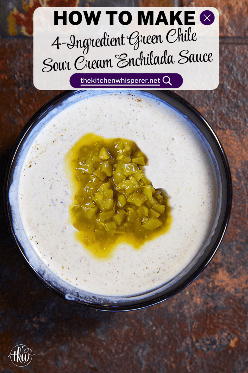 Ditch the canned sauce! This 4-ingredient Green Chile Sour Cream Enchilada Sauce is a revelation. Creamy, rich, and so easy to make, it's the ultimate comfort food with an elevated twist. #recipe #enchiladas #greenchile #sourcream #easydinner