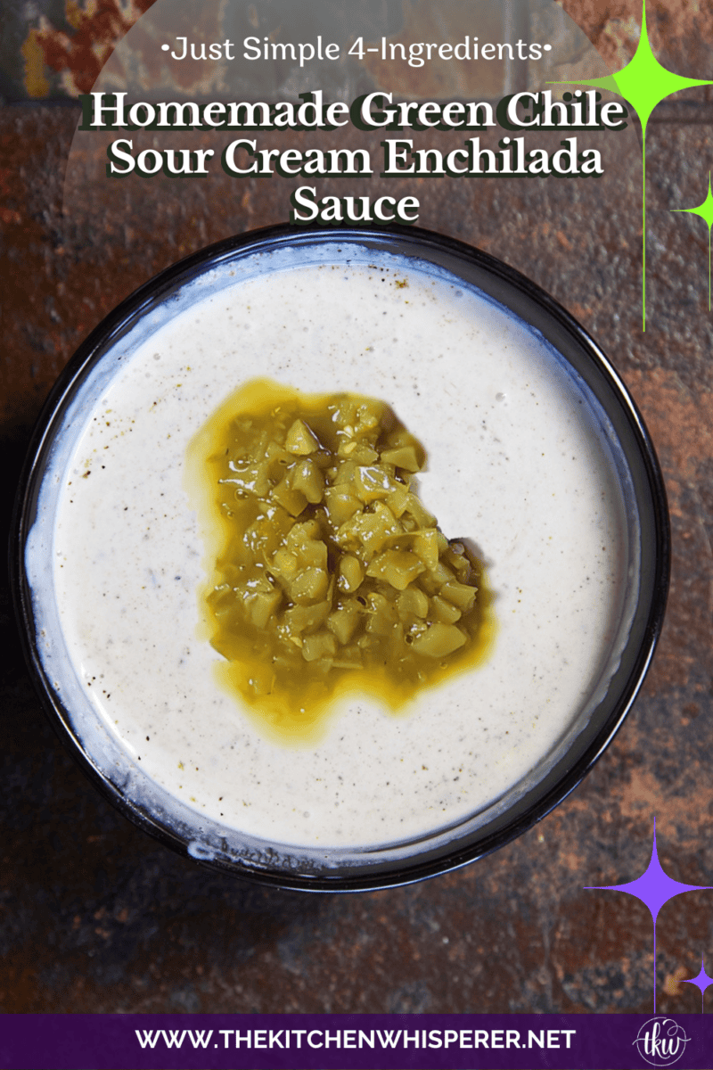 Ditch the canned sauce! This 4-ingredient Green Chile Sour Cream Enchilada Sauce is a revelation. Creamy, rich, and so easy to make, it's the ultimate comfort food with an elevated twist. #recipe #enchiladas #greenchile #sourcream #easydinner